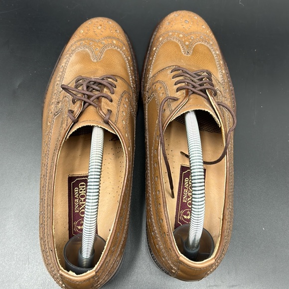 VINTAGE ESQUIRE ENGLAND OXFORD MENS SHOES SIZE 10 TAN - Picture 4 of 11